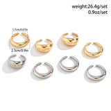 8 Pcs Chunky Open Smooth Surface Rings Set