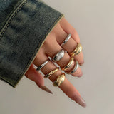 8 Pcs Chunky Open Smooth Surface Rings Set