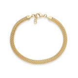 18K Gold Over Sterling Silver Italian 5mm Mesh Link Chain Bracelet for Women, 925 Made in Italy